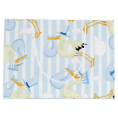 Baby boy ooievaar blauw en wit groot cadeauzakje (Achterkant)