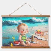 Baby Boy op het strand Hangend Wandkleed (Voorkant)