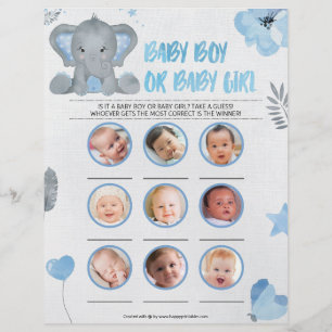 Baby Boy or Baby Girl [Elephant [blauw] Briefhoofd