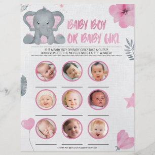 Baby Boy or Baby Girl [Elephant [Roze]] Briefhoofd