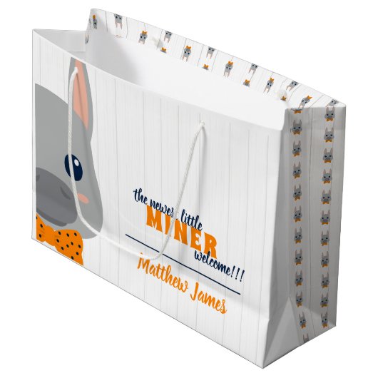 Baby Boy Oranje Donkey Groot Cadeauzakje (Voorkant Gekanteld)