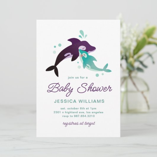 Baby Boy Orca Invitation (Debout devant)