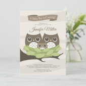 Baby Boy Owl Family Baby shower Invitation (Debout devant)