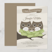 Baby Boy Owl Family Baby shower Invitation (Devant / Derrière)
