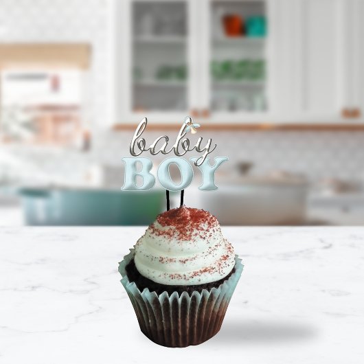 Baby Boy Pacifier Typografietabel of Cake Topper Staand Fotobeeldje