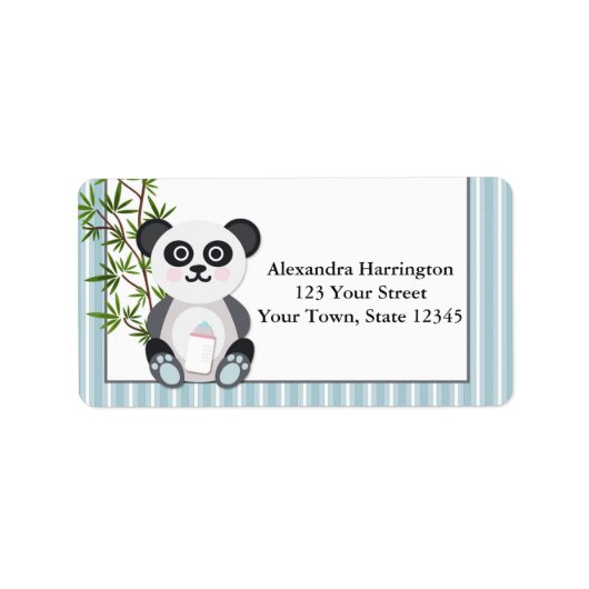 Baby Boy Panda, strepen Etiket (Voorkant)