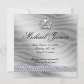 Baby Boy Party Invitation Blue Crown Jewelry Feuil (Dos)