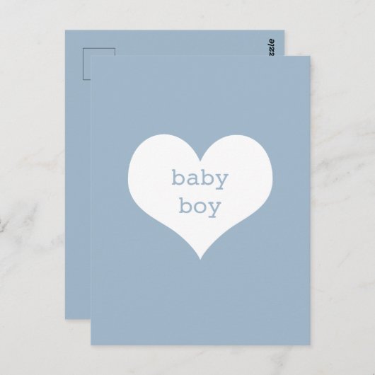 Baby Boy Pastel Blue en White Heart Briefkaart (Voorkant / Achterkant)