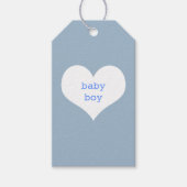 Baby Boy Pastel Blue en White Heart Cadeaulabel (Voorkant)