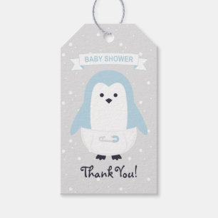 Baby Boy Penguin Baby shower Dank u Gift Label Cadeaulabel