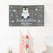 Baby Boy Penguin Banner Sign Backdrop (Insitu)