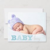 Baby Boy Photo Blue Lettering Faire-part (Devant)