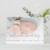 Baby Boy Photo Faire-part de naissance Quatrefoil  (Debout devant)