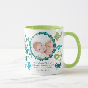 Baby Boy Photo Mug Baby Stats mignons Oiseaux