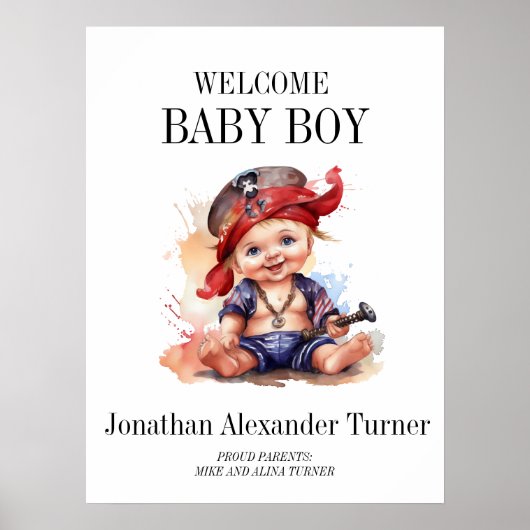 Baby Boy Pirate Welcome Hospital Poster de porte (Devant)