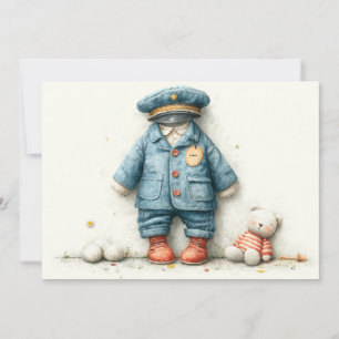 Baby Boy Police 1e verjaardagsfeestje Kaart