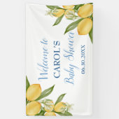 Baby Boy Positano Lemons Blue Baby shower Backdrop Spandoek (Verticaal)