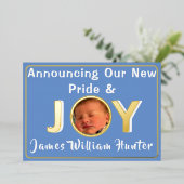 Baby Boy Pride & Joy Foil Faire-part de naissance (Debout devant)