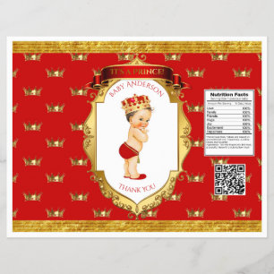 Baby Boy Prince Rood Gouden Chipzak Verpakking Flyer