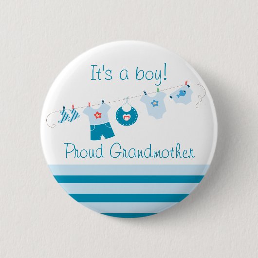 Baby Boy Proud Grandmoeder Blue Clothes Button (Voorkant)
