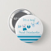 Baby Boy Proud Grandmoeder Blue Clothes Button (Voorkant /achterkant)