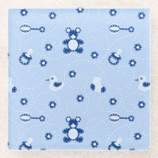 Baby-boy Quilt Pattern Glazen Onderzetter (Voorkant)