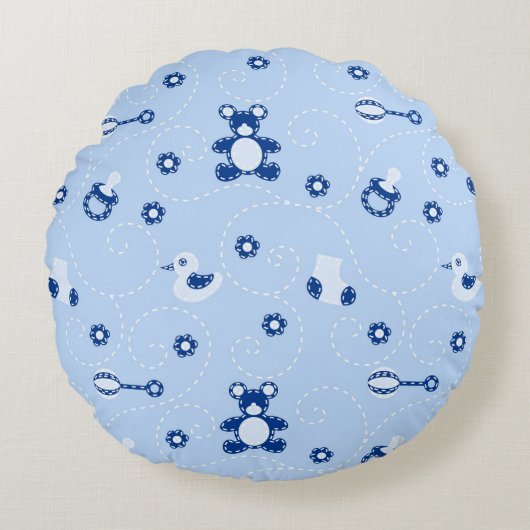 Baby-boy Quilt Pattern Rond Kussen (Voorkant)