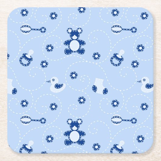 Baby-boy Quilt Pattern Vierkante Kartonnen Onderzetter (Voorkant)