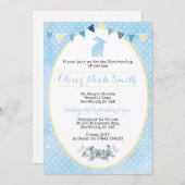 Baby Boy Rabbit Christening/Baptism Uitnodiging (Voorkant / Achterkant)