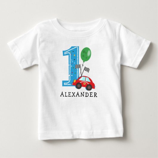 Baby boy race car 1er Anniversaire T-shirt (Devant)