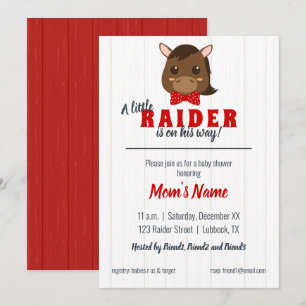 Baby Boy Red Horse Baby shower Invitation Kaart