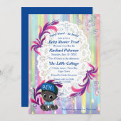 Baby Boy regenboog Bubbles & Eenhoorns Baby Shower Bedankkaart (Voorkant / Achterkant)