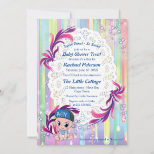 Baby Boy regenboogballetjes & Unicorns Baby shower Bedankkaart