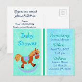 Baby Boy Rocking Horse Baby shower bleu Invitation (Devant / Derrière)