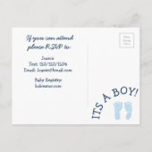 Baby Boy Rocking Horse Baby shower bleu Invitation (Dos)