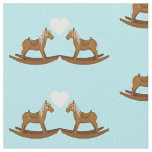 Baby Boy Rocking Horse Heart Pattern Stof