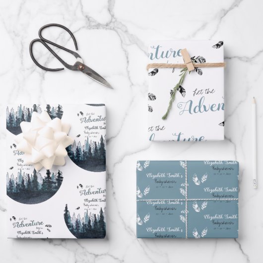 Baby boy Rustisch avontuur babydouche Inpakpapier Vel (Voorkant)