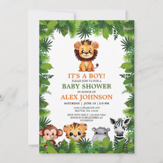 Baby Boy Safari Dieren Leeuwenwelpje Baby shower Kaart