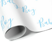 Baby Boy Script Blue Shower Cadeaupapier (Rol Hoek)