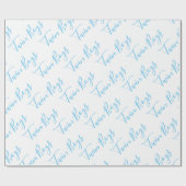 Baby Boy Script Blue Twin Boys Baby Cadeaupapier (Vlak)