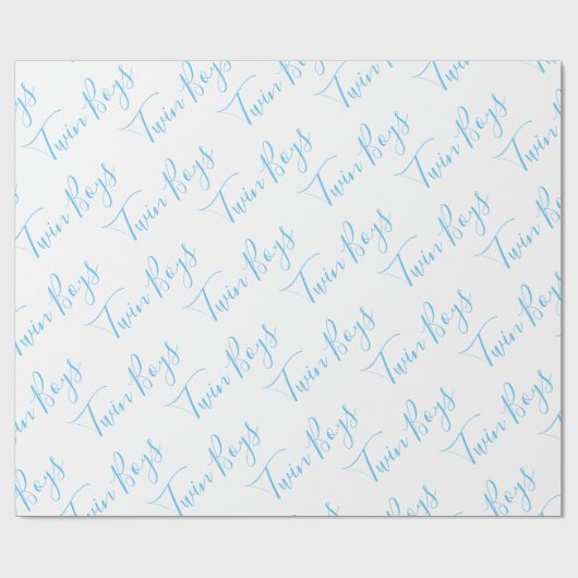 Baby Boy Script Blue Twin Boys Baby Cadeaupapier (Vlak)