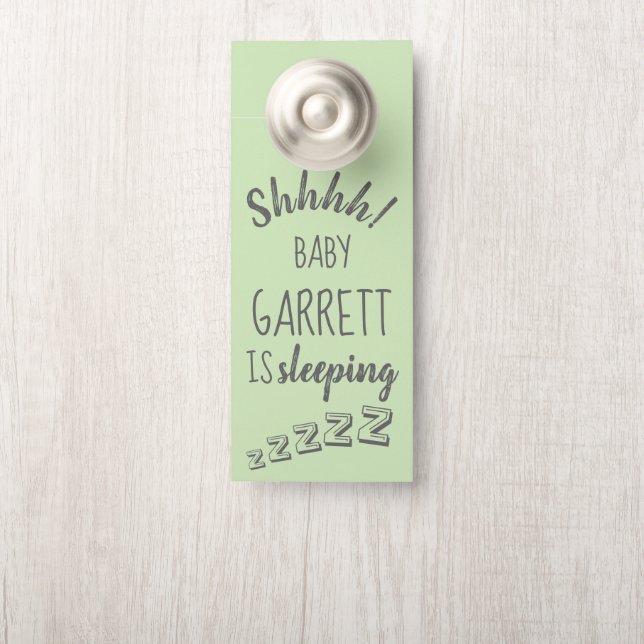 Baby Boy Shhh Affichette de porte vert dormant (Sur le bouton)