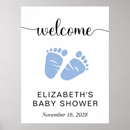 Baby Boy Shower Blue Feet Affiche de bienvenue (Devant)