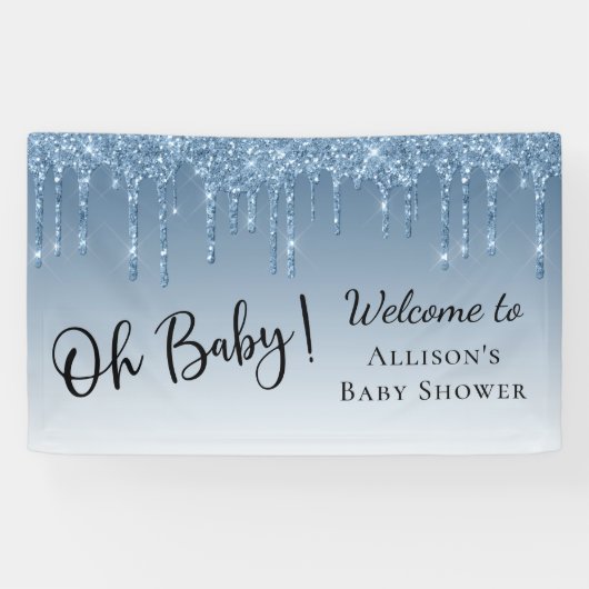 Baby Boy Shower Blue Glitter Welkom Spandoek (Horizontaal)