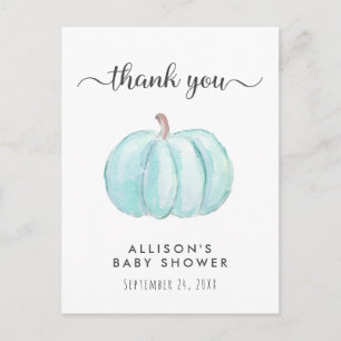 Baby Boy Shower Blue Pumpkin Hartelijk dank Briefkaart