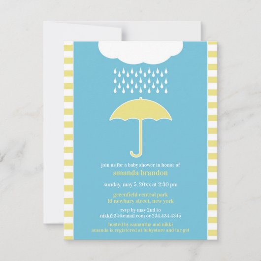 Baby Boy Shower Blue Umbrella Invitation (Devant)