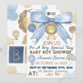 Baby Boy Shower Cute Lion Invitation (Devant / Derrière)
