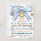 Baby Boy Shower Cute Lion Uitnodiging (Voorkant)