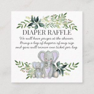 Baby Boy Shower Diaper Raffle Blue Mammie Elephant Vierkante Visitekaartje