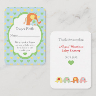  Baby Boy Shower Elephants Diaper Raffle Informatiekaartje
